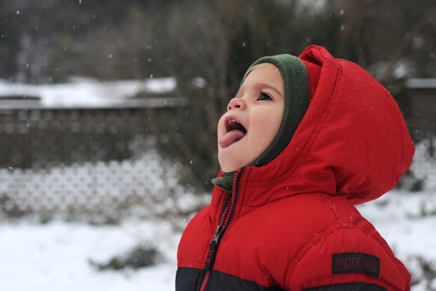 Catching Snow Flakes on Tongue